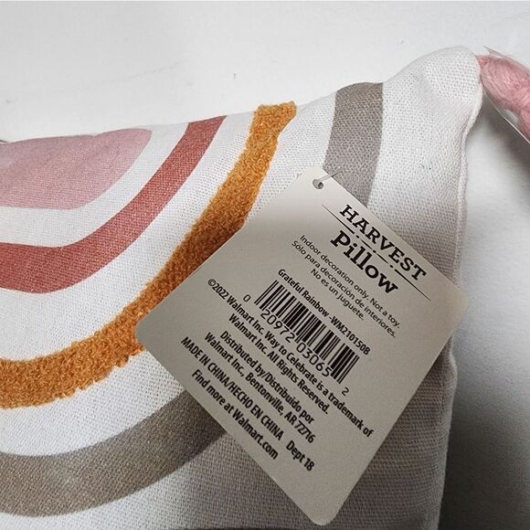 Lot of two Nwt Boho Grateful Rainbow Pillow with tassels, Size 12" x 12" - Picture 6 of 7